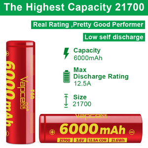 Batterie cylindrique au lithium <span class=keywords><strong>Vapcell</strong></span> F60 <span class=keywords><strong>21700</strong></span> 3.6V 6000mAh 12.5A, capacité maximale, pour moto électrique, outil électrique - Product Image 3