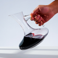 Carafe à vin rotative en verre soufflé à la main, de qualité supérieure, anti-goutte, aérateur de table, aérateur de vin rouge transparent
