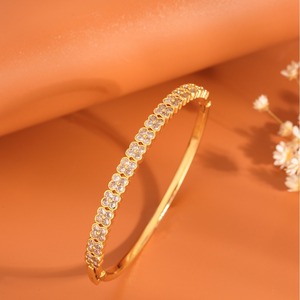 European American Style Zircon <b>Bracelet</b> Flower Pattern Bezel Setting Women's Jewelry Gift 14K Gold <b>White</b> K Zinc Alloy - Product Image 3