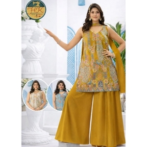Costume palazzo pour femme, brodé, salwar kameez avec dupatta, pour les fêtes, les mariages et les occasions festives - Product Image 1