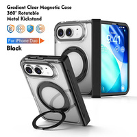 Coque de téléphone en PC et TPU avec anneau magnétique et béquille, cadre coloré dégradé transparent pour iPhone 18 Duo 17 16 15 Pro Max – 7 options de couleur