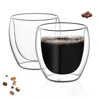 Beeman Isolierter Doppelwandiger Glasbecher Transparent Hitze- & Kältebeständig mit Individuellem Logo Eiförmige Kaffeetassen Trinkgeschirr