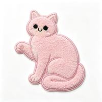 Patch thermocollant en chenille motif chat, personnalisé OEM, applique brodée animale pour vêtements, sacs, sweats à capuche et réparation de vêtements
