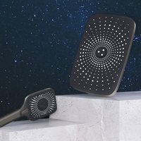 Nouveau LED thermostatique quatre fonctions pluie douche ensemble pistolet gris blanc Smart Douche Piano bouton Jet Fine laiton robinets numériques