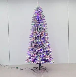 Vente en gros de lumières pré-éclairées multicolores 5ft 6ft 7ft 9ft Pencil Skinny Slim sapin de Noël artificiel