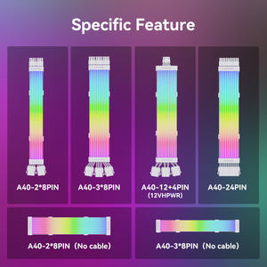 Prolunga cavo PSU pupazzo di neve Sirlyr RGB con strisce LED ARGB e cavo di allungamento con maniche in PVC-16AWG 24 Pin ATX Dual 8 Pin PCIE Set - Product Image 2