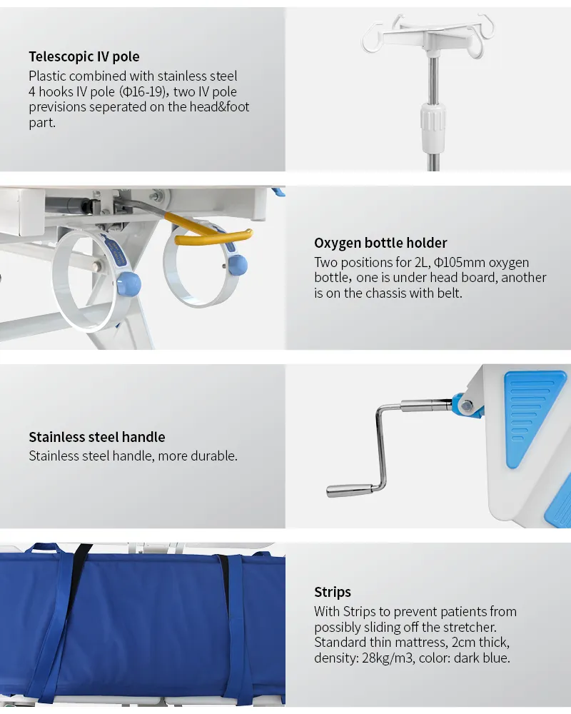 Hospital Emergency Transfer Trolley Clinical Manual Transfer Cart