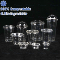 VIRTUES Couvercle de gobelet personnalisé 100% compostable et biodégradable en PLA transparent sans plastique à paroi simple pour crème glacée, bubble tea et boissons froides