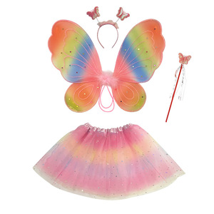 Adult Kids 4Pcs Simulation Butterfly <strong>Wings</strong> Pointed Tutu Skirt Headband Wand Princess Fairy Costume Set Girls Party Dress up - Product Image 5