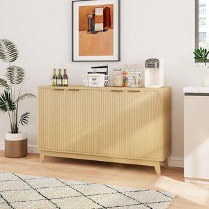 Credenza Buffet in Rovere Naturale Cannettato a 4 Ante Mobile Contenitore Consolle da Ingresso Tavolo <span class=keywords><strong>d</strong></span>'Accento per <span class=keywords><strong>Bar</strong></span> - Product Image 2