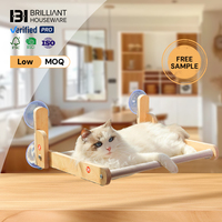 Hamac pour chat pliable BH, lit pour chat, perchoir pour fenêtre avec cadre en bois pour chats d'intérieur