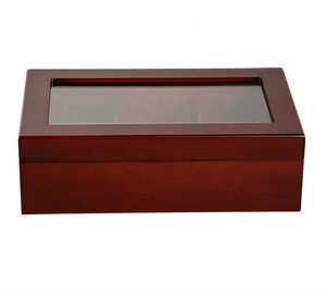 <span class=keywords><strong>Caja</strong></span> de Té de <span class=keywords><strong>Madera</strong></span> Oscura con Tapa de Vidrio Transparente, Organizador de Bolsitas de Té con 6 <span class=keywords><strong>Compartimentos</strong></span>, Exhibidor para Encimera de Cocina - Product Image 6