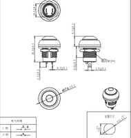 Interrupteur à bouton rond TOOWEI de 12 mm avec borne à souder, étanche IP67, pour mini-excavatrice
