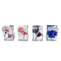 Presse-papiers en résine transparente fait main et personnalisable avec spécimen de fleur séchée véritable, ornement en résine ambrée, serre-livres, artisanat de bureau