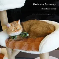 Arbre à chat en bois massif, structure d'escalade pour chat, maison pour chat, design intégré, modèle 12, style minimaliste, utilisation toute l'année, arbre à chat Hebei