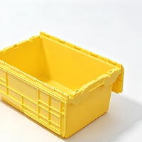 Bac de rangement empilable en plastique jaune avec couvercle intégré pour le stockage