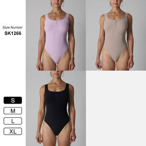 SK1266 dantel Bodysuit seksi kare boyun Bodysuit süper yumuşak rahat bale açık aşınma Fitness giysileri kadınlar için - Product Image 5