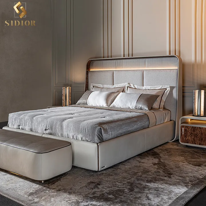 Set letto di Design italiano mobili camera da letto letto letto imbottito di lusso Set camera da letto King Size Set di mobili per camera da letto moderna