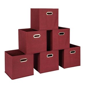 Foldable Fabric <b>Storage</b> Cubes 11x11x11 Stackable Non-Woven Bins with Chipboard Sides & Grommet Handles - Product Image 1