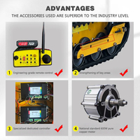 Châssis à chenilles en caoutchouc avec télécommande, moteur électrique 800W*2, capacité de 500kg, 1000kg, 2000kg, châssis de benne agricole