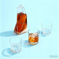 Bouteille de vin en verre super flint taillée à facettes de luxe 750 ml personnalisable et rechargeable pour whisky, vodka, tequila, brandy