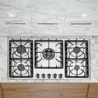 Ohchuly 5 brûleurs en acier inoxydable plaque de cuisson à gaz intégrée allumage électrique appareil de cuisine pour hôtels restaurants table