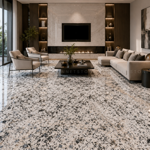 Dalles de granit Azul White avec accents minéraux bleu-gris distinctifs, pierre blanche traditionnelle, surface de comptoir élégante de qualité supérieure - Product Image 4