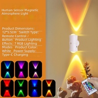 Lampe d'ambiance à dégradé de couleurs, détecteur de mouvement intelligent, lampe murale RGB rechargeable magnétique pour la maison