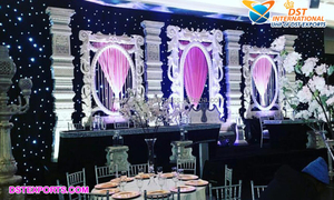 Decoración de escenario de fibra con tema de boda Srilankan moderna, escenario de recepción de Evento de Boda Judía elegante con estilo elegante de escenario de Bollywood - Product Image 6