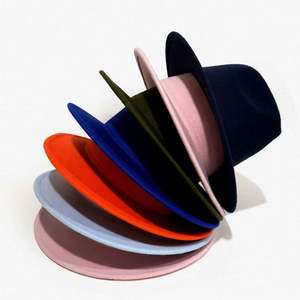 Sombrero Fedora Retro de Lana de Color Sólido con Ala Plana, Directo de Fábrica - Product Image 2