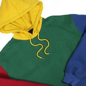 Sudadera con capucha Unisex de alta calidad 100% de algodón anticontracción Bloqueo de color personalizado Bordado Corte de color dividido Coser Bloque multicolor - Product Image 4