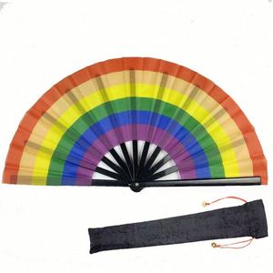 Éventails pliants multicolores en mosaïque faits à la main, en plastique, effet arc-en-ciel - Product Image 6