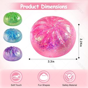 Sugar Dumpling <b>Squishy</b> Glitter TPE Stress Relief Fidget Toy Squeezing Effect For Kids Age 8 13 Years Unisex - Product Image 2