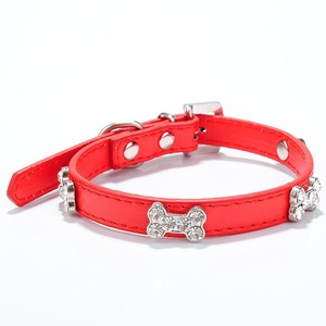Puppy <strong>Bells</strong> Bone Charm Classic Print PU Pet <strong>Dog</strong> <strong>Collar</strong> <strong>for</strong> Small Medium Large - Product Image 3