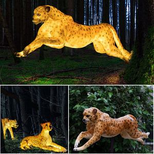 Decoración <span class=keywords><strong>de</strong></span> jardín al aire libre tamaño real PVC 3D tamaño real guepardo escultura León LED Navidad Animal linterna colorido IP65 paisaje - Product Image 4