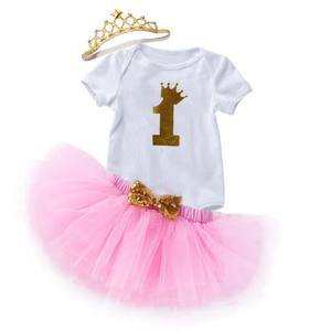 Maglietta bianca per bambine top camicia Tutu fascia 3 pz buon <span class=keywords><strong>compleanno</strong></span> 1 ° <span class=keywords><strong>compleanno</strong></span> vestito DGHB-021 - Product Image 4