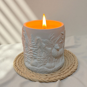 3D Embossed Deer Forest Mountain Scene Scented <b>Candle</b> Cement Jar Soy Wax Aroma <b>Candle</b> For Christmas Home Decor - Product Image 5
