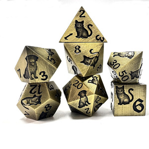 Dés en alliage de zinc avec motifs en relief <span class=keywords><strong>chat</strong></span> et chien, lot de 7 dés - Product Image 5