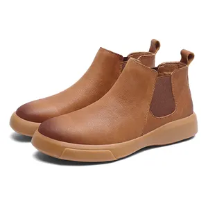 Herren leder knöchel stiefel high street typ fuzzy chelsea stiefel casual schuhe täglichen trägt günstige und nizza