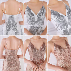 Gaun Mewah untuk Wanita Gaun Malam Tanpa Lengan V-neck Gaun Pengiring Pengantin Berpayet Gaun Pesta Elegan untuk Pernikahan - Product Image 6