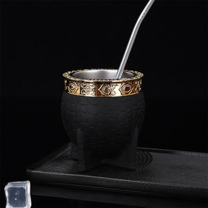 เหยือกน้ำชาแบบคลาสสิกสไตล์จักรพรรดิ พร้อมลวดลายปลา  ถ้วยเยอร์บา มาเต้ พร้อมหลอดดูด  แก้วน้ำชาโลหะพร้อมหลอดดูด สำหรับกาแฟ ของขวัญ - Product Image 5