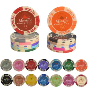 Groothandel Hot Monte Carlo Poker Chips Aangepaste Hoge-Kwaliteit Casino Royale 14G Clay Poker Chips