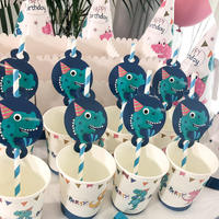 Assiettes jetables pour fête d'anniversaire, assiettes en papier pour la première fête d'anniversaire des enfants, gobelets, vaisselle sur le thème des dinosaures