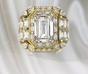 Bague Hip Hop Personnalisée en Or 9K/18K - Diamants de Laboratoire VVS, Taille Princesse et Marquise, Design Entièrement Pavé, Certifiée IGI - Product Image 2