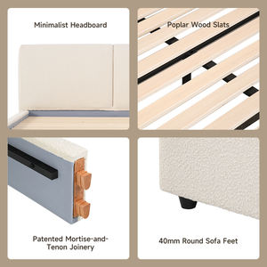 Tête de lit minimaliste moderne, cadre de lit double, base réglable, montage sans outil, lit rembourré - Product Image 5