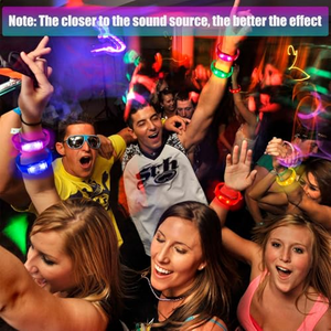 Bracelets LED personnalisés en silicone qui brillent dans le noir, avec commande vocale, clignotants et activés par le son, pour les fêtes - Product Image 4