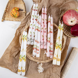 25Cm Luxurious Handmade Smokeless Long Pole Fruit Print <b>Candle</b> for Diwali Wedding Romantic Candlelight Dinner Household - Product Image 3