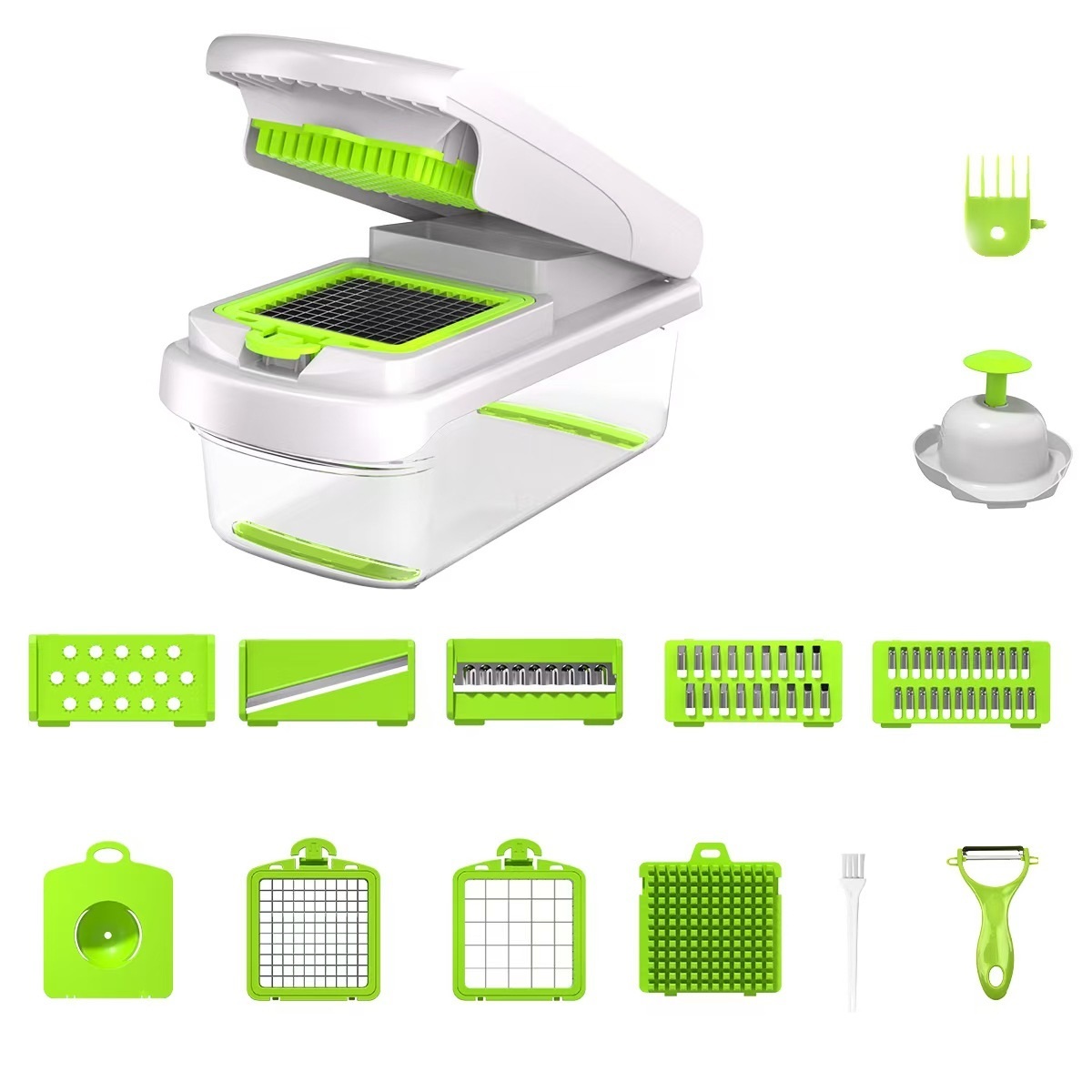 white-green-15 piece set with peeling knife