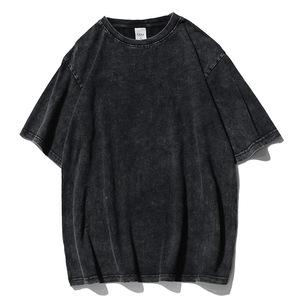 T-shirt épais personnalisé pour homme, style industriel, imprimé en relief, surdimensionné, vintage, effet vieilli - Product Image 1
