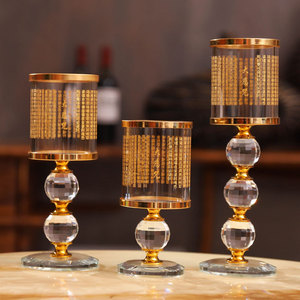 Crystal <b>Candlestick</b> Engraved With Great Compassion Sutra For Buddha Offering Home Religious Use Artificial Crystal Yellow - Product Image 1